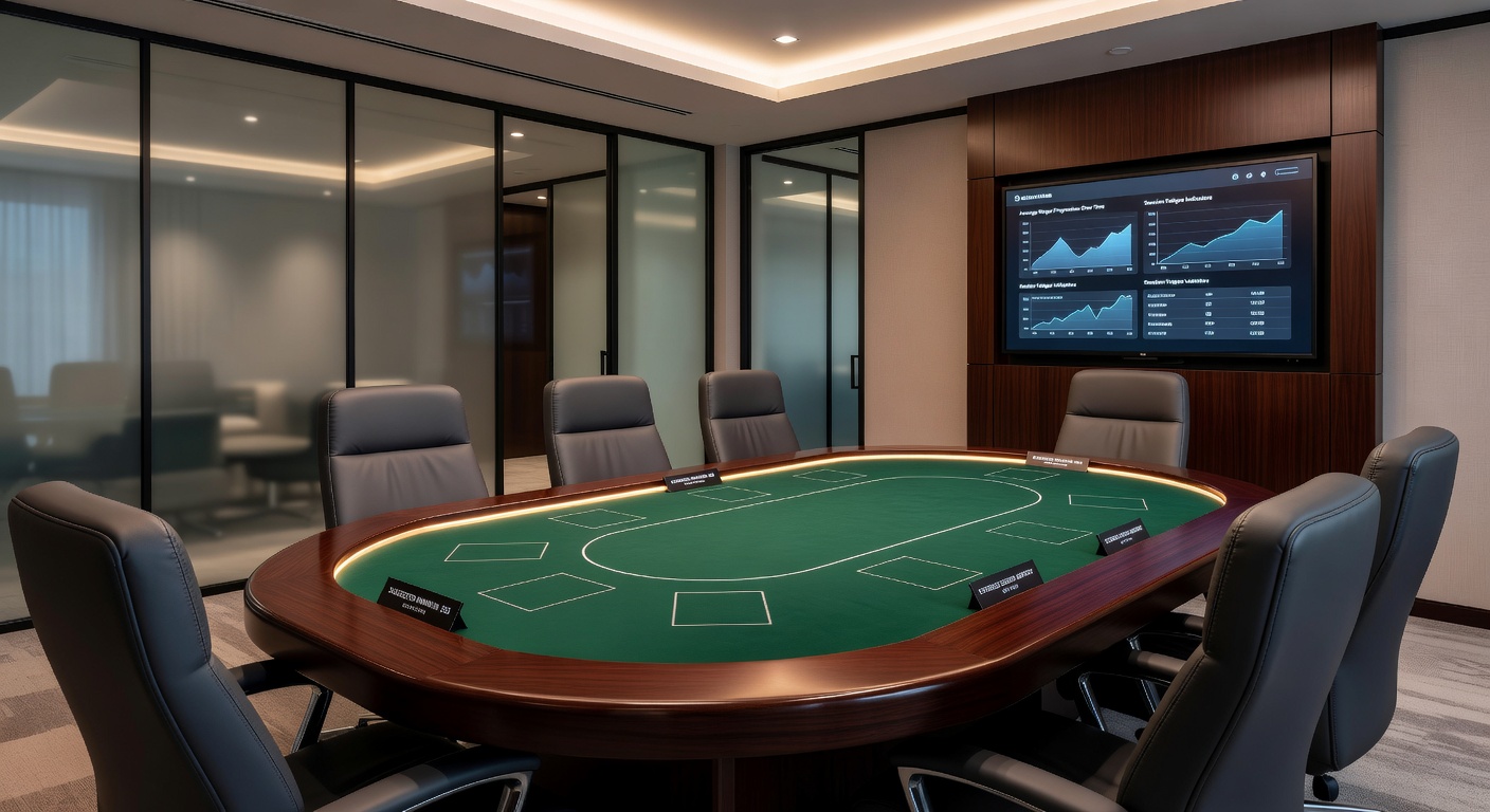 Overhead view of a card room showing table spacing and lighting arrangements that affect player positioning during long sessions
