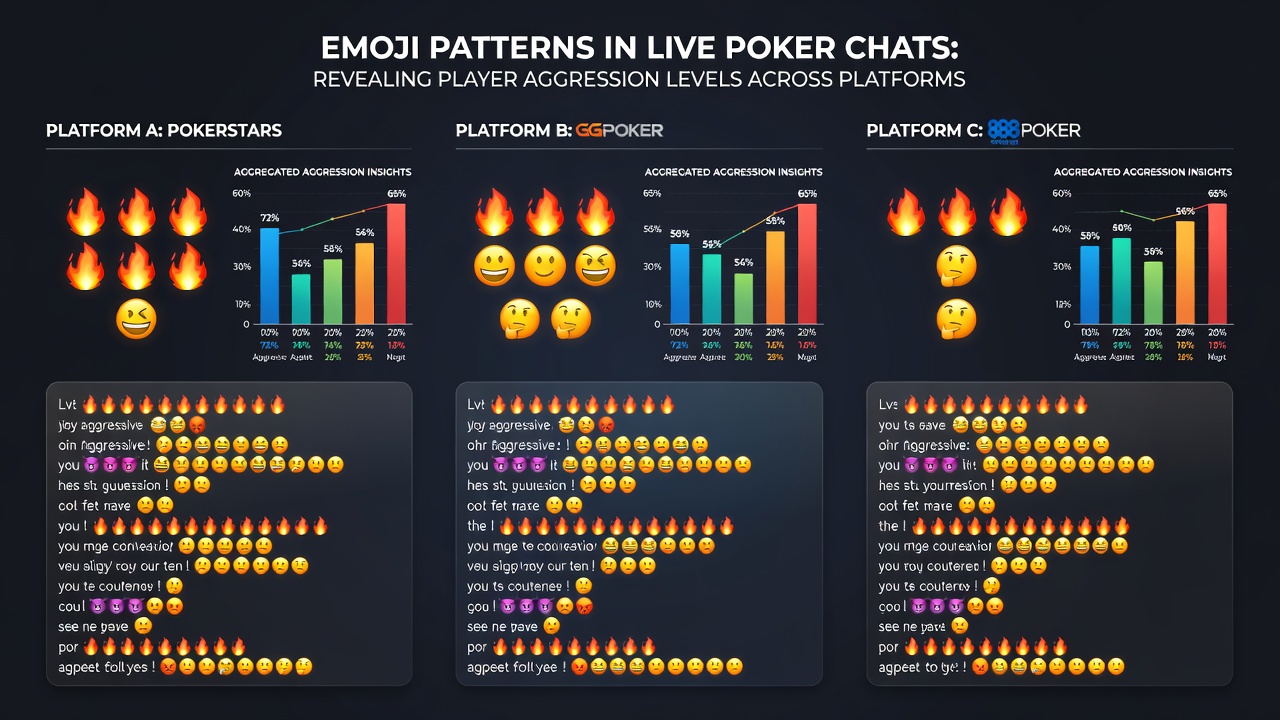 Comparative chart of emoji frequency versus aggression metrics on different poker platforms