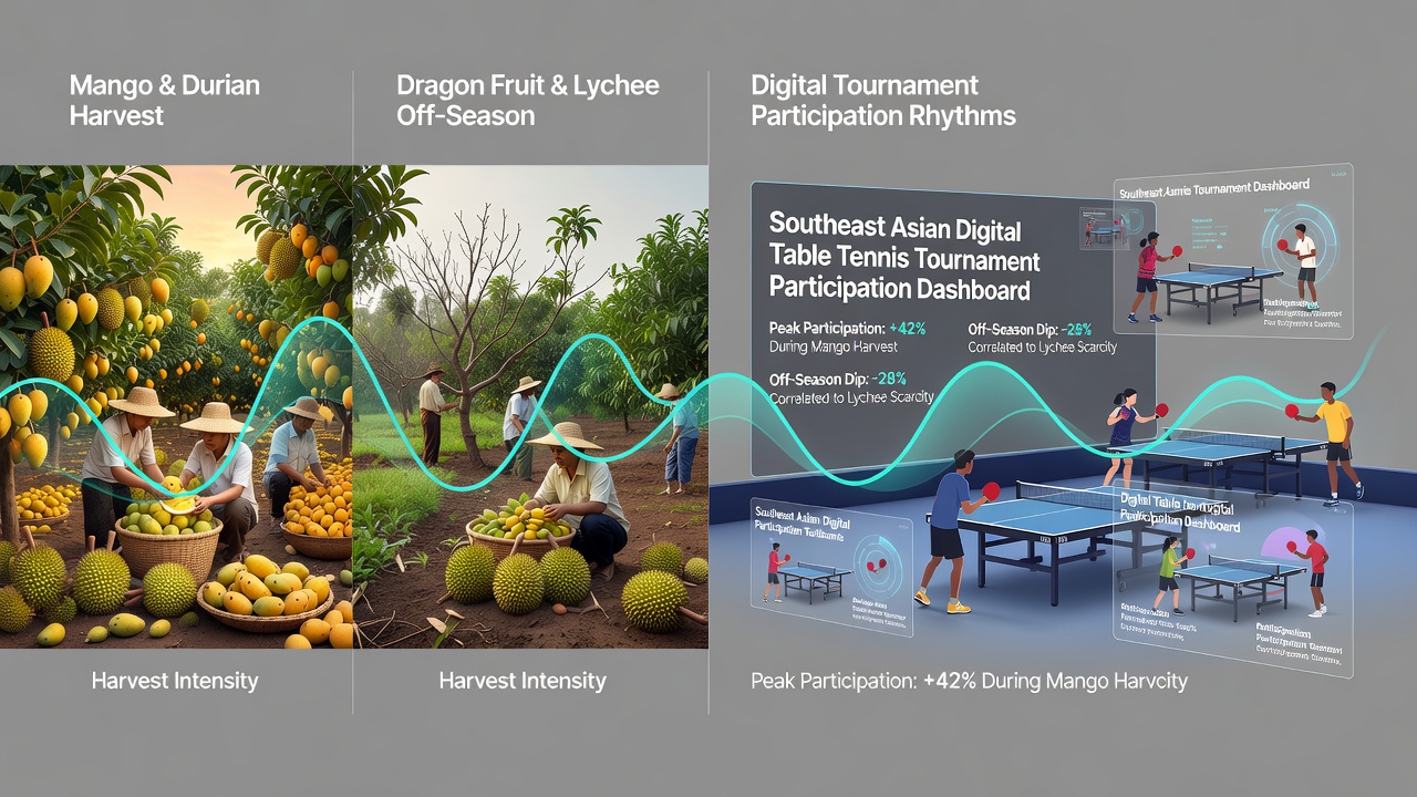 Digital poker tournament interface displaying entry graphs overlaid on Southeast Asian agricultural calendar