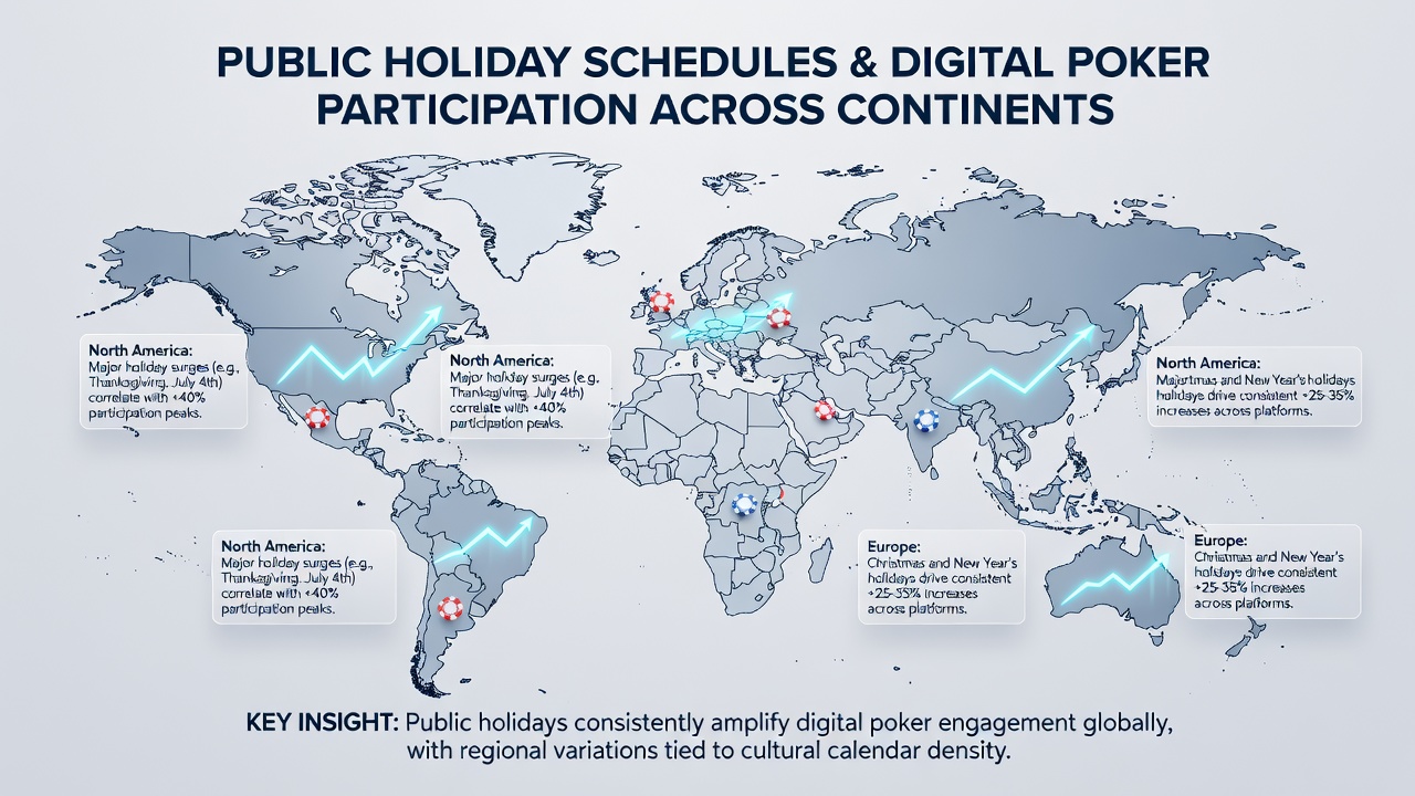 Players in Asia and Australia participating in online poker during regional public holidays with charts of engagement data